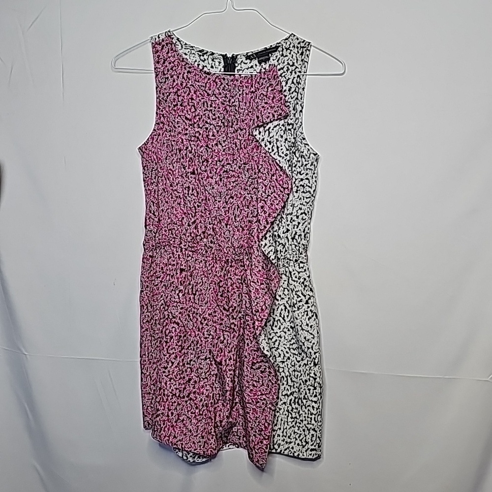 NWOT Armani Exchange stretch ruffle sleeveless romper shorts pink black sz 4
